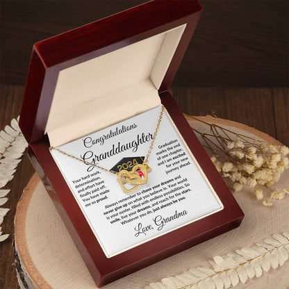 Granddaughter Jewelry Graduation Class of 2024 Personalized Interlocking Hearts Pendant Necklace with Heartfelt Message and Gift Box