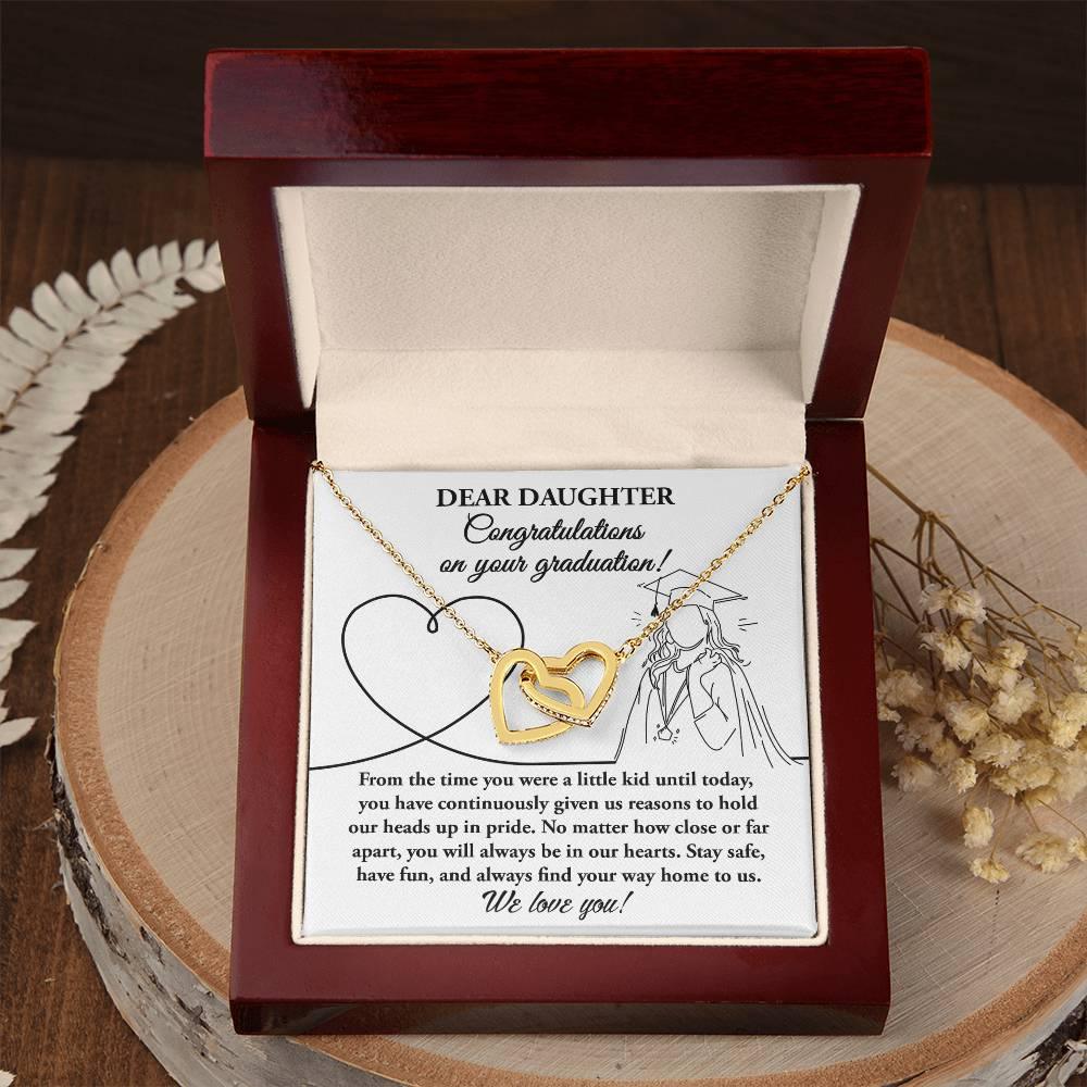 Dear Daughter Congratulations on your Graduation Interlocking Hearts Pendant Necklace