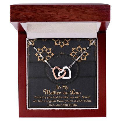 Gift for Mother-In-Law from Son-in-law You are a Cool Mom Interlocking Hearts Necklace