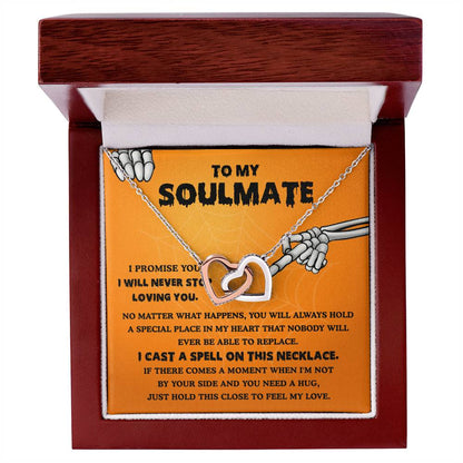 Soulmate-Never Stop Loving Halloween Interlocking Hearts Necklace