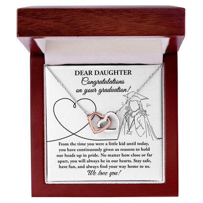 Dear Daughter Congratulations on your Graduation Interlocking Hearts Pendant Necklace