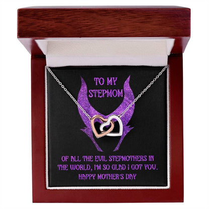 Stepmom Mother's Day Gift - To My Stepmom - Of All the Evil Stepmothers in the World, I'm Glad I Got You Interlocking Hearts Pendant Necklace