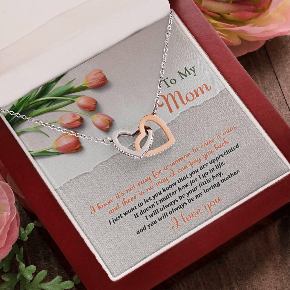 To My Mom, I Will Always Be Your Little Boy - Interlocking Hearts Pendant Necklace