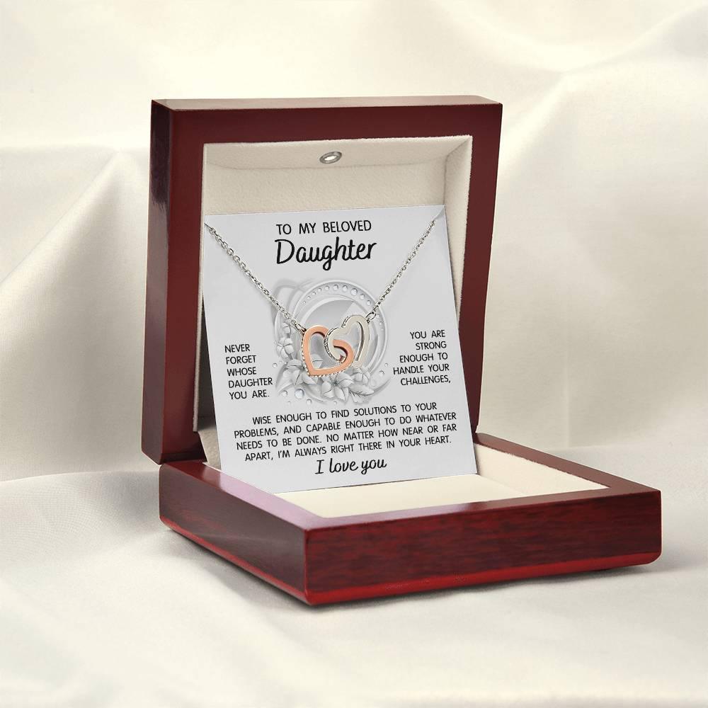 Daughter - I'm Always Right There - Interlocking Hearts Necklace