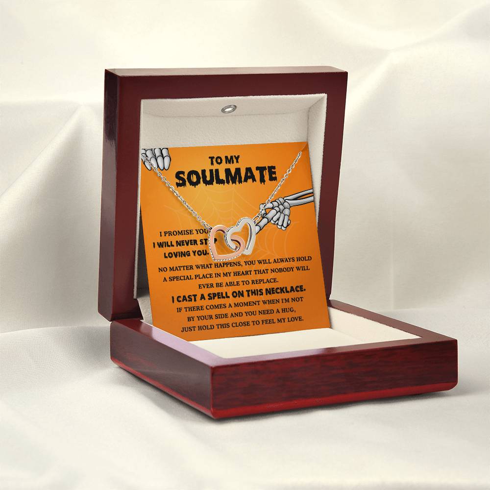 Soulmate-Never Stop Loving Halloween Interlocking Hearts Necklace