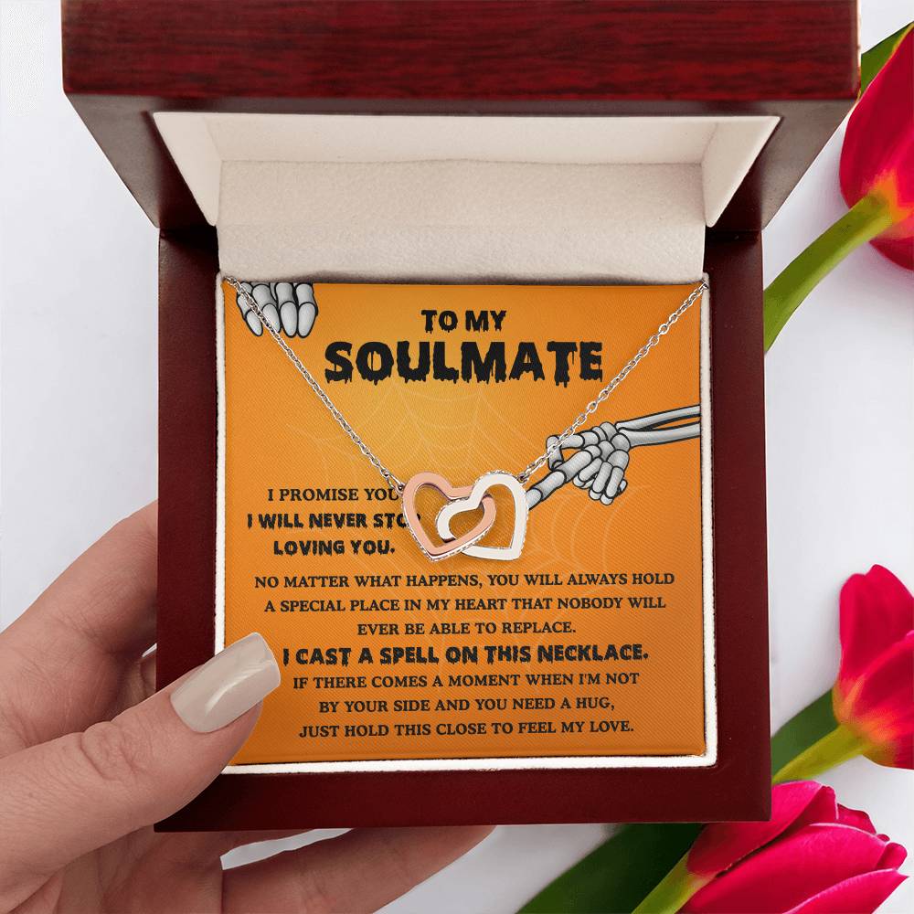 Soulmate-Never Stop Loving Halloween Interlocking Hearts Necklace