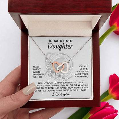 Daughter - I'm Always Right There - Interlocking Hearts Necklace