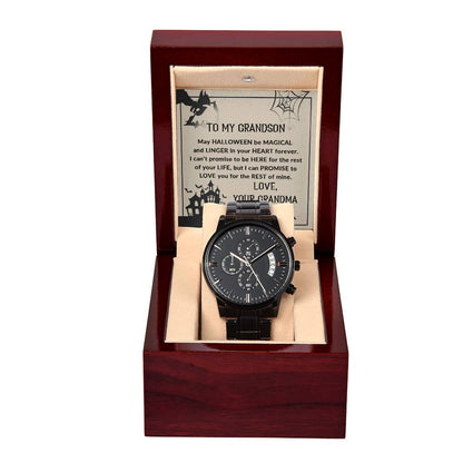 Grandson, May Halloween be Magical - Personalized Black Chronograph Watch