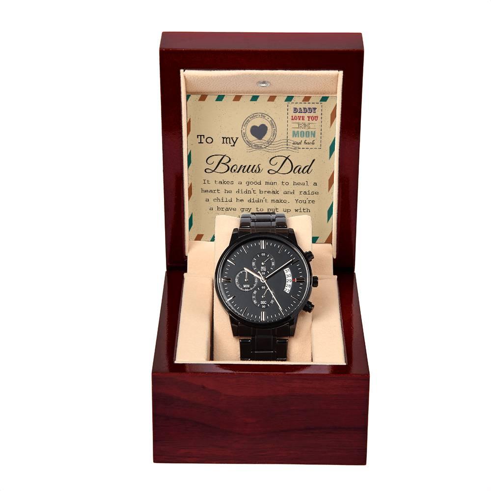 Bonus Dad - It Takes a Good Man To Heal a Heart He Didn't Break Black Chronograph Watch