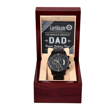 Dad Certificate of Achievement as the World's Greatest Dad Black Chronograph Watch