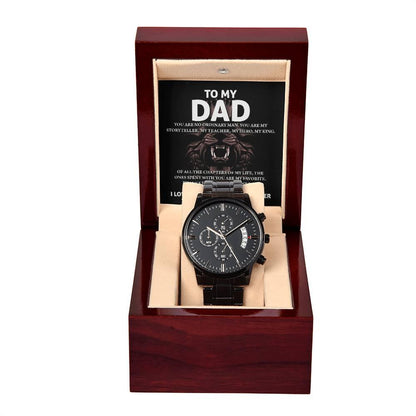 Gift for Dad - My Storyteller - Black Chronograph Watch