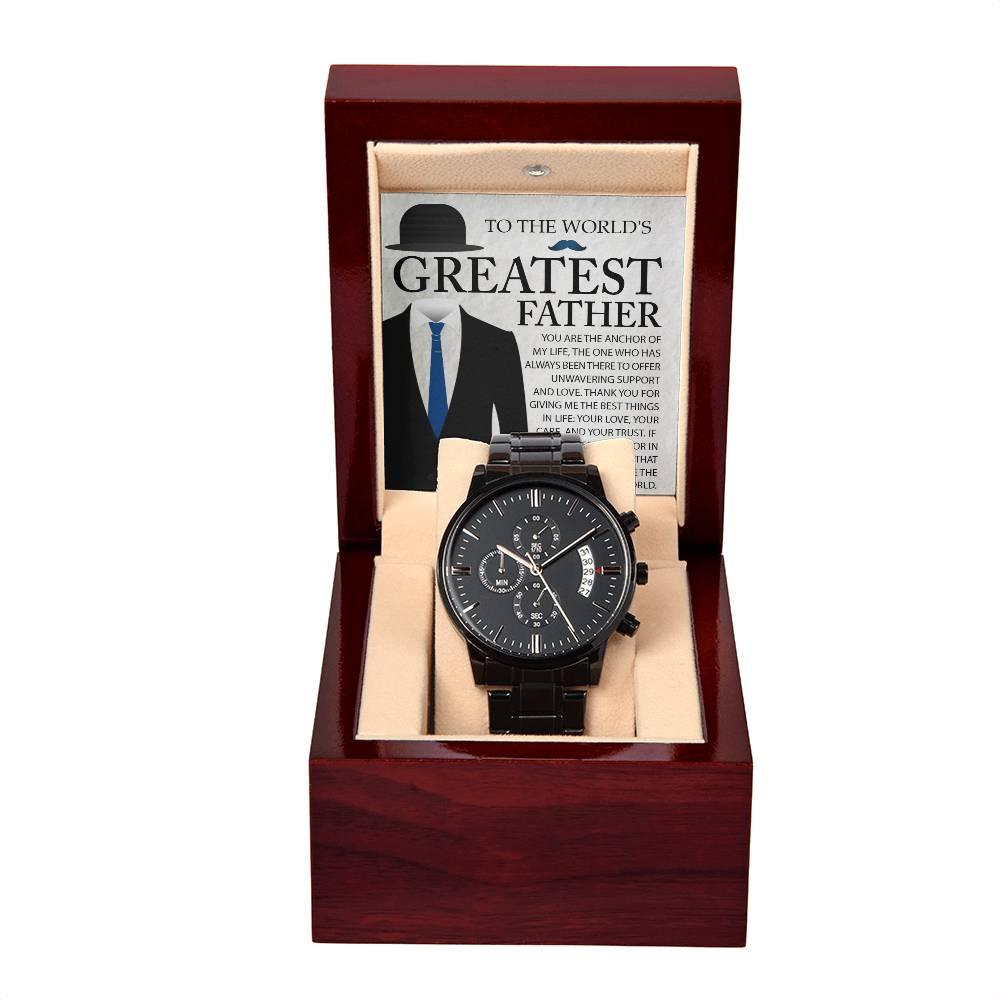 Dad Gift - You Are The Anchor in my Life - Black Chronograph Watch