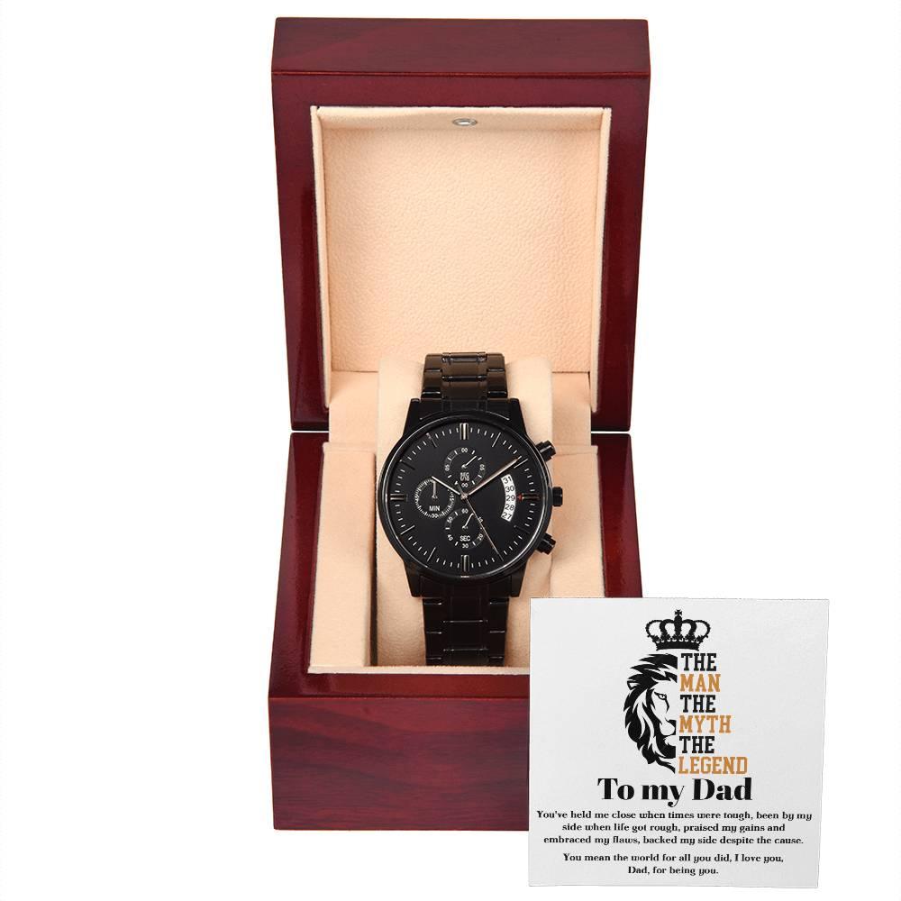 Dad Gift-The Man, The Myth, The Legend - Black Chronograph Watch