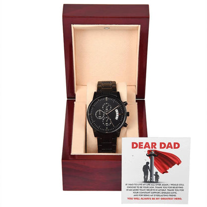 Dad Gift - You Are My Greatest Hero Black Chronograph Watch