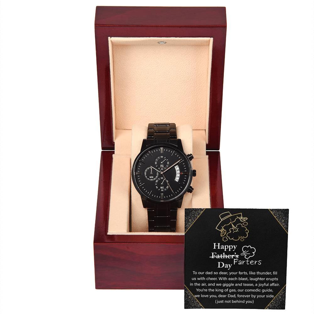 Dad Gift -Funny Happy Farter's Day Black Chronograph Watch