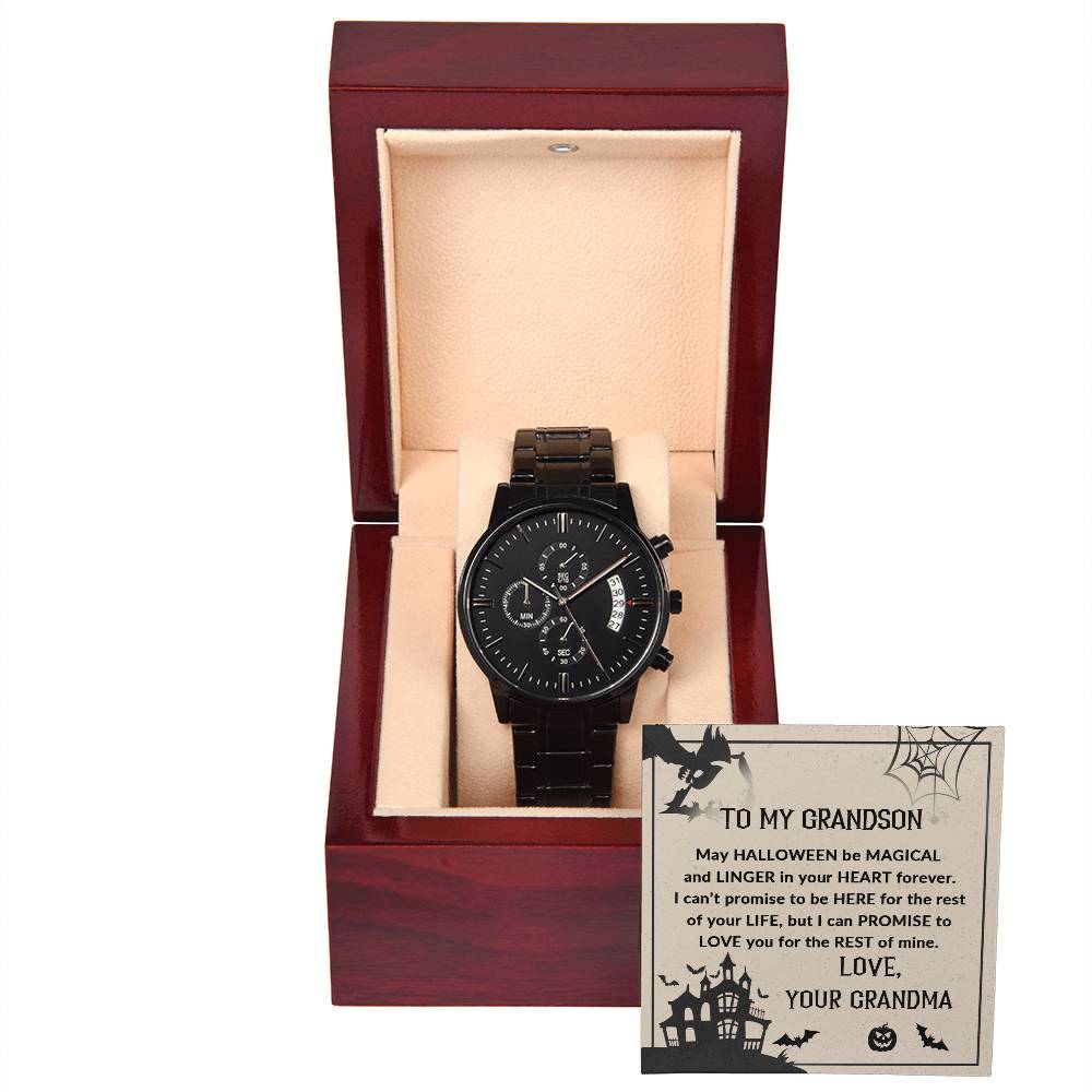 Grandson, May Halloween be Magical - Personalized Black Chronograph Watch