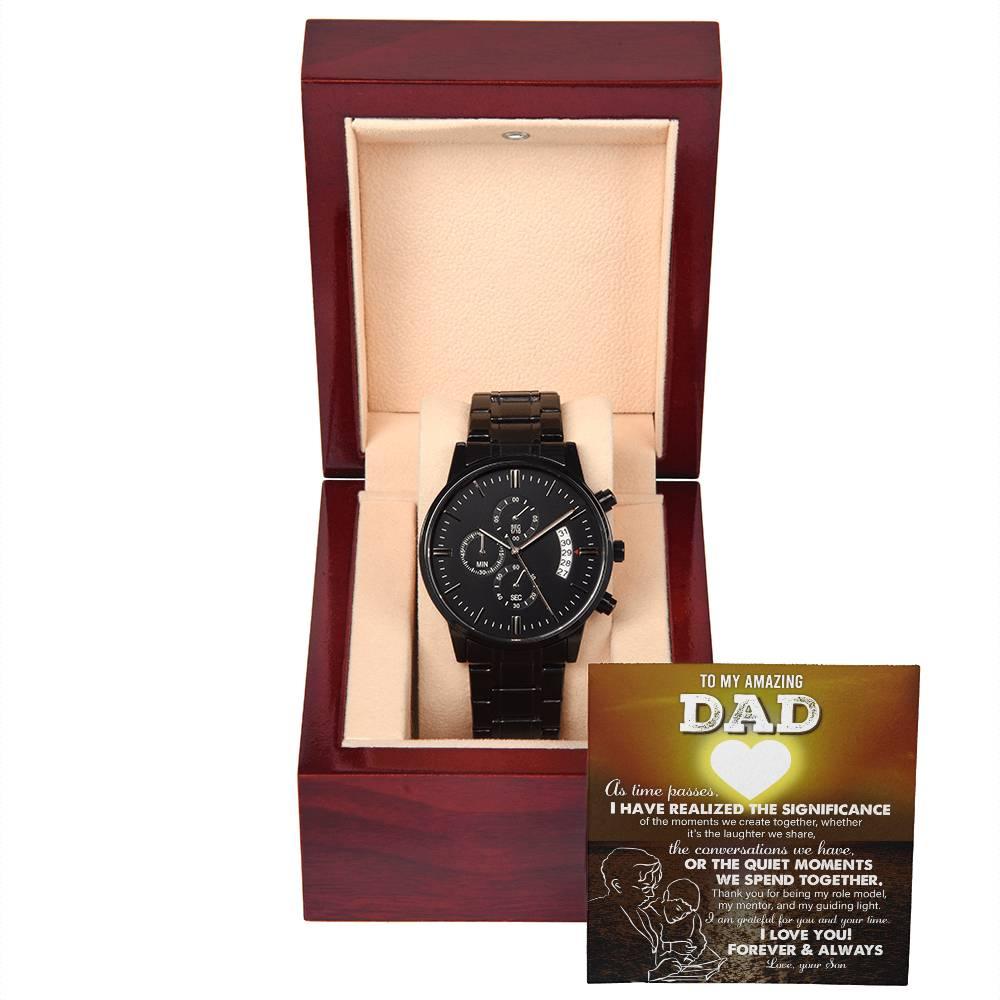 Dad Git You Are My Guiding Light Black Chronograph Watch