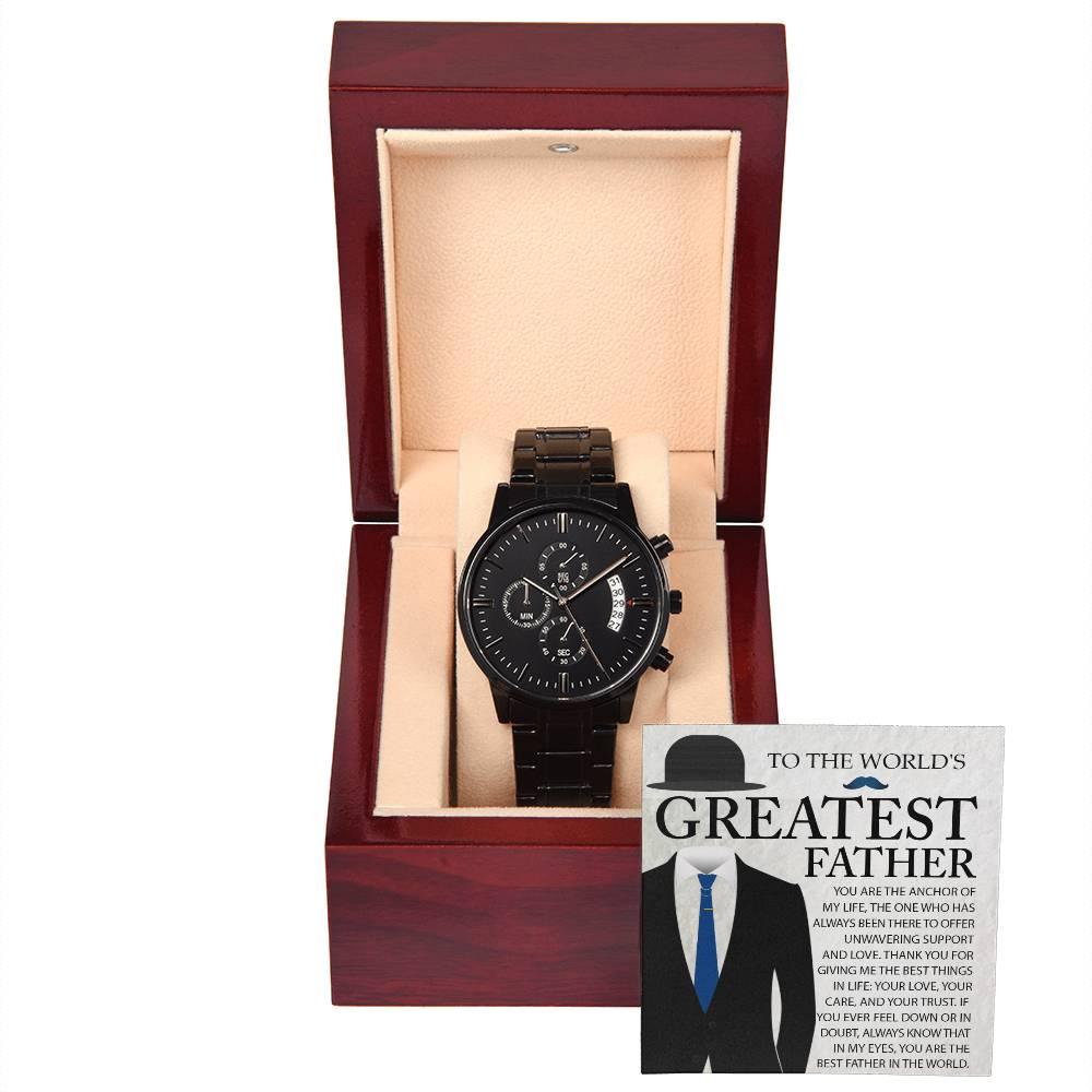 Dad Gift - You Are The Anchor in my Life - Black Chronograph Watch