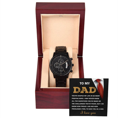 Dad Gift I Am Proud To Have You as My Dad Black Chronograph Watch