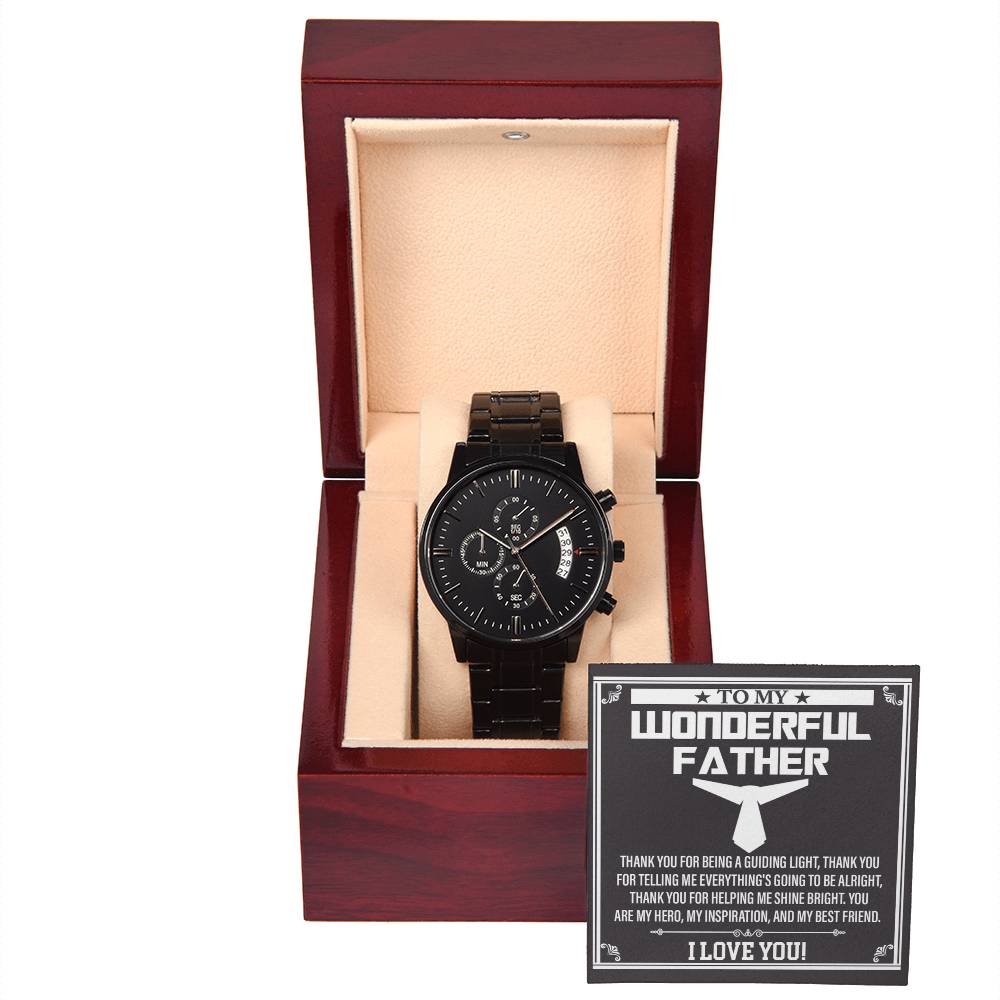 Dad Gift You Are My Guiding Light Black Chronograph Watch