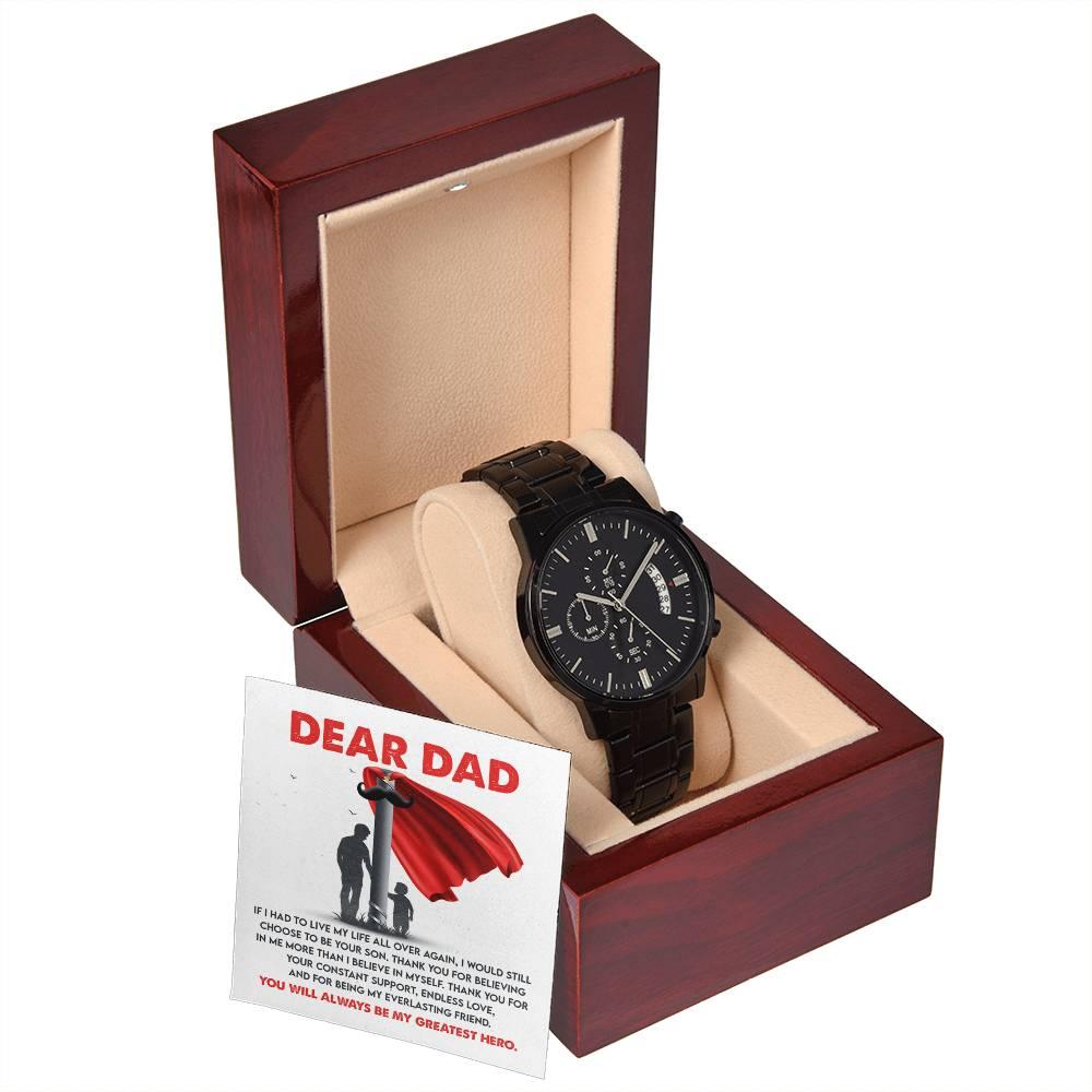 Dad Gift - You Are My Greatest Hero Black Chronograph Watch