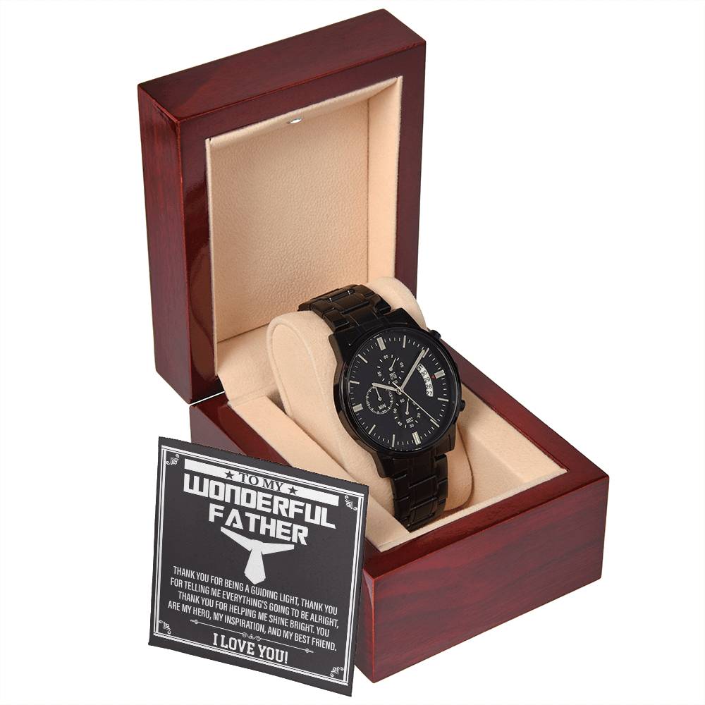 Dad Gift You Are My Guiding Light Black Chronograph Watch