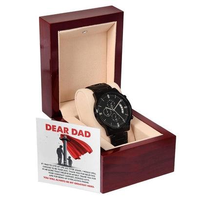 Dad Gift - You Are My Greatest Hero Black Chronograph Watch