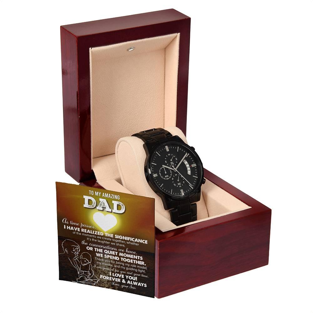 Dad Git You Are My Guiding Light Black Chronograph Watch