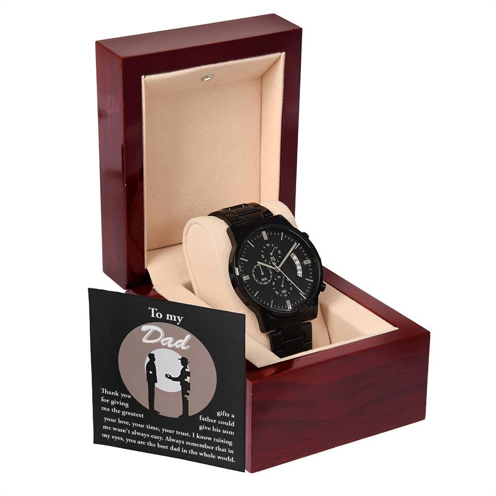 Dad Gift -The Greatest Gifts- Your Love, Time and Trust Black Chronograph Watch