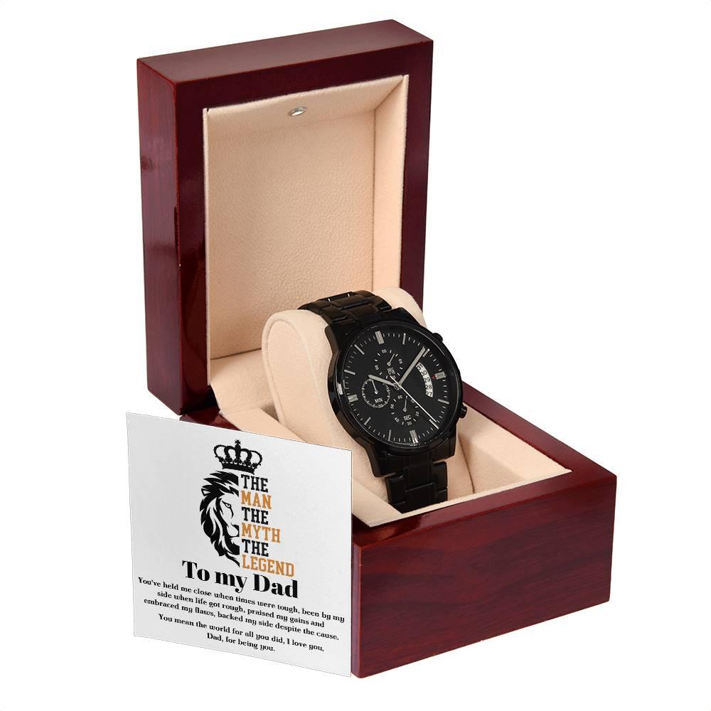 Dad Gift-The Man, The Myth, The Legend - Black Chronograph Watch