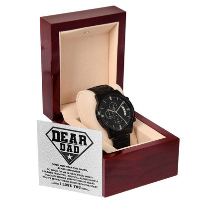 Dear Dad, You are my Hero Men's Black Chronograph Watch