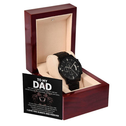 Gift for Dad - My Storyteller - Black Chronograph Watch