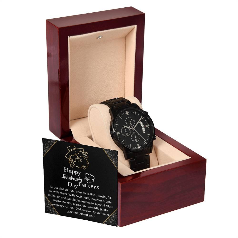 Dad Gift -Funny Happy Farter's Day Black Chronograph Watch