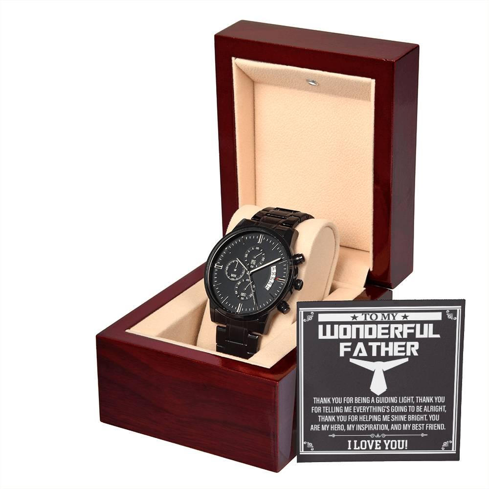 Dad Gift You Are My Guiding Light Black Chronograph Watch