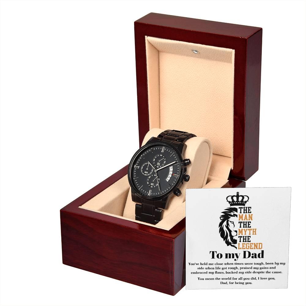 Dad Gift-The Man, The Myth, The Legend - Black Chronograph Watch