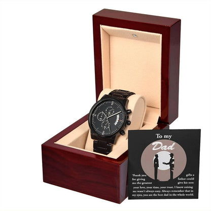 Dad Gift -The Greatest Gifts- Your Love, Time and Trust Black Chronograph Watch