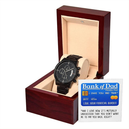 Dad Gift - Bank Of Dad - Black Chronograph Watch