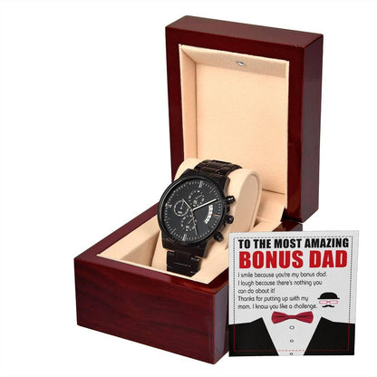 Bonus Dad Gift- I Know You Like A Challenge Black Chronograph Watch