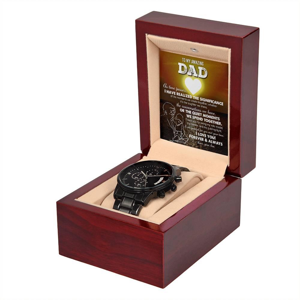 Dad Git You Are My Guiding Light Black Chronograph Watch