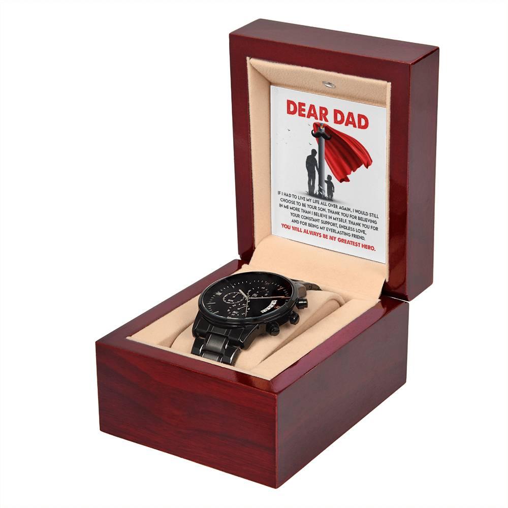 Dad Gift - You Are My Greatest Hero Black Chronograph Watch