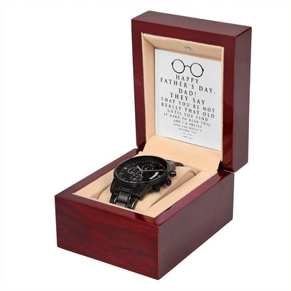 Dad Father's Day Gift - Hard To Read- Black Chronograph Watch