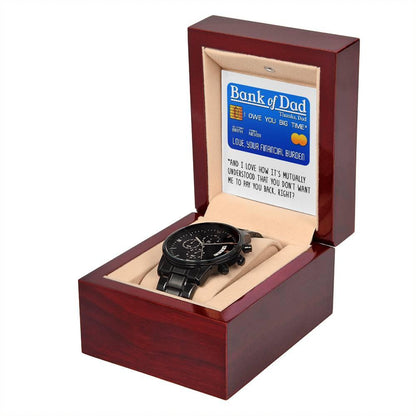 Dad Gift - Bank Of Dad - Black Chronograph Watch