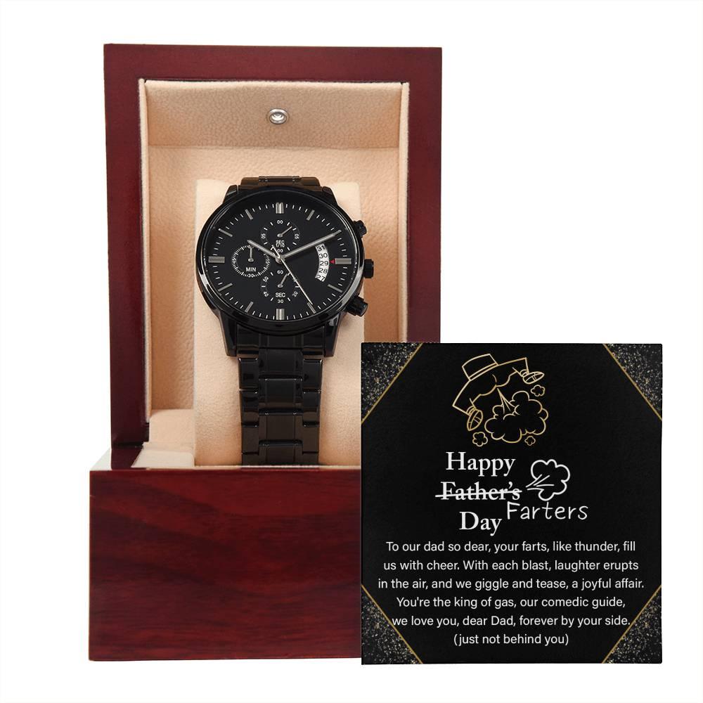 Dad Gift -Funny Happy Farter's Day Black Chronograph Watch