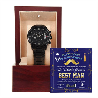 Best Man Wedding Day Gift World's Greatest Best Man - Black Chronograph Watch