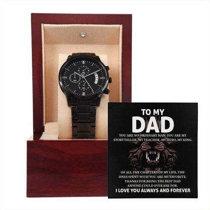 Gift for Dad - My Storyteller - Black Chronograph Watch