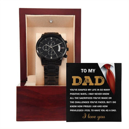 Dad Gift I Am Proud To Have You as My Dad Black Chronograph Watch