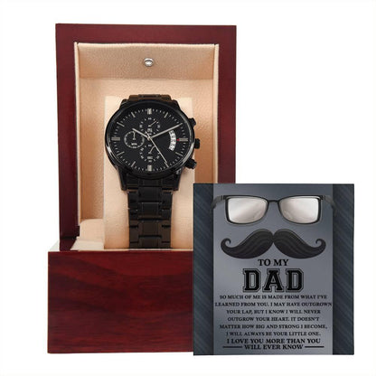 Gift for Dad I Will Always Be Your Little One Black Chronograph Watch