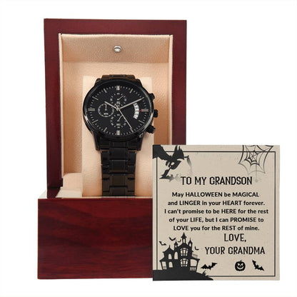 Grandson, May Halloween be Magical - Personalized Black Chronograph Watch