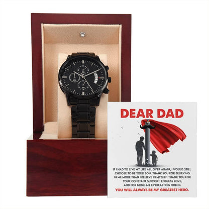 Dad Gift - You Are My Greatest Hero Black Chronograph Watch