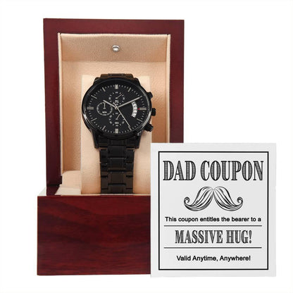 Gift for Dad - Coupon for Massive Hug - Black Chronograph Watch